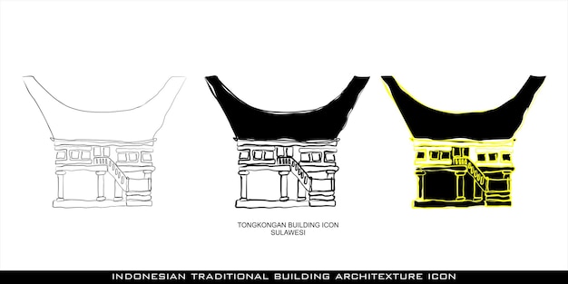 Vector vector illustration of traditional indonesian building architecture icon