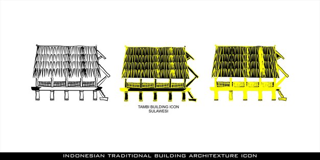 Vettore illustrazione vettoriale dell'icona dell'architettura tradizionale indonesiana