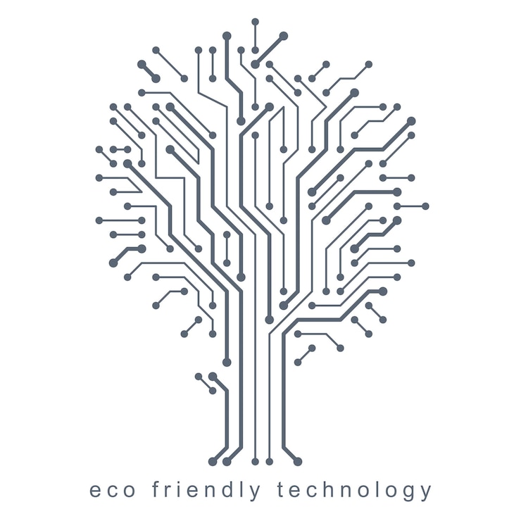 Vector vector illustration of tree created with wireframe and lines connected as branches. eco friendly technology concept.
