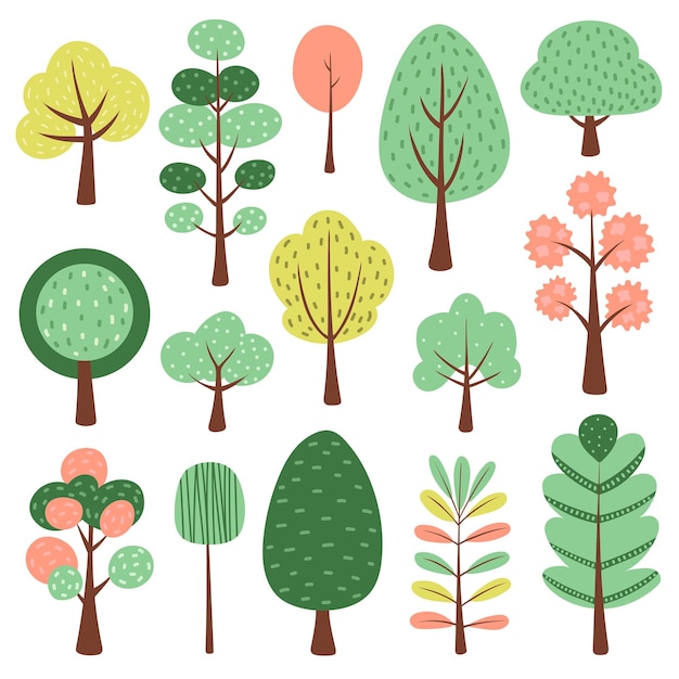 Vector illustration of trees scandinavian style trees