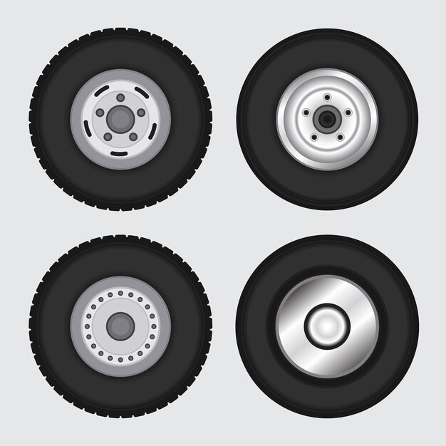 Векторная иллюстрация комплекта колес грузовика