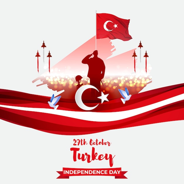 Illustrazione vettoriale per il giorno dell'indipendenza della turchia Vettore Premium
