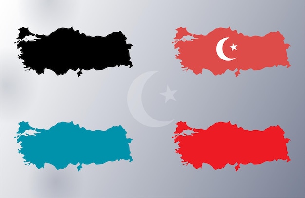 Vector vector illustration of turkey map on a white gradient background