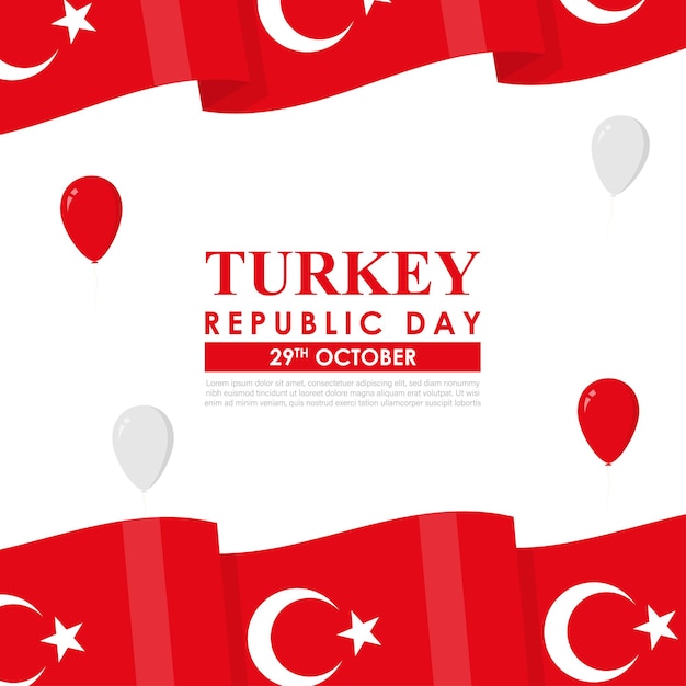 Vector illustration of turkey republic day social media feed template