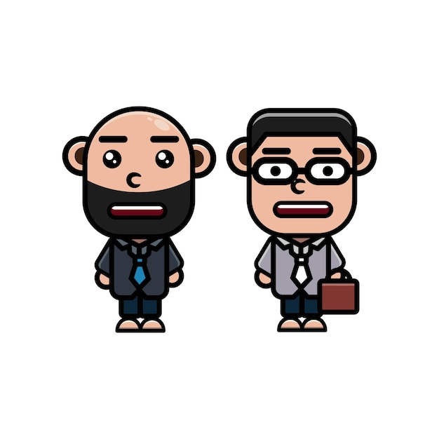 vector illustration of two business people and office workers carrying bags with white background