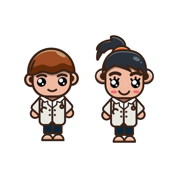 vector illustration of two cute people becoming doctors with a white background