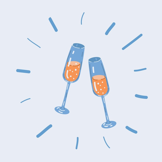 Vector vector illustration of two glasses of champagne