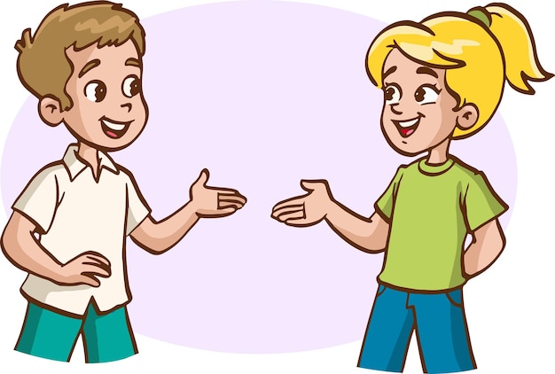 vector illustration of two kids talking