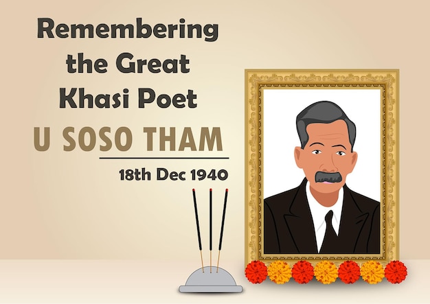 Vector illustration of U Soso Tham celebrated in remberance of Khasi poet Cherrapunjee Meghalaya