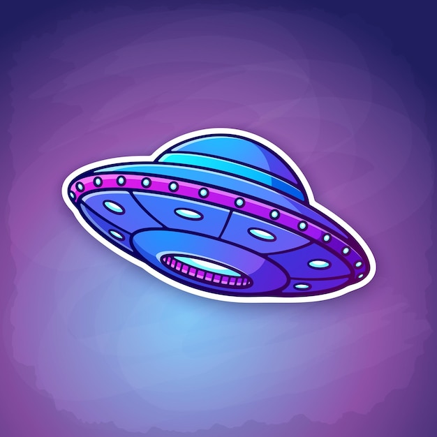 Vector illustration UFO flying on the space background Alien space ship Unknown flying object