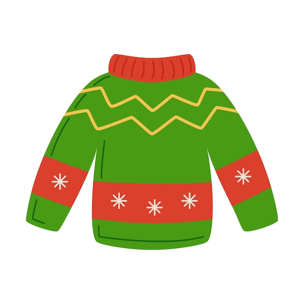 Vector illustration of ugly Christmas sweater isolated on white background