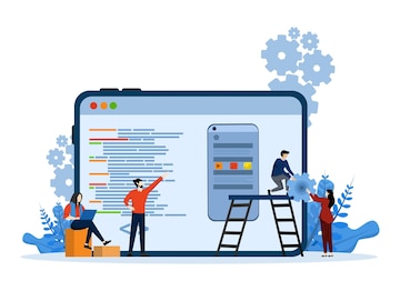 Premium Vector | Vector illustration of ui ux design with a team of ...