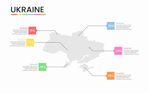 텍스트 제출 우크라이나 국가 지도 인포 그래픽 템플릿의 벡터 일러스트 레이 션