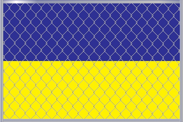 Vector vector illustration of ukraine flag under lattice the concept of isolationism