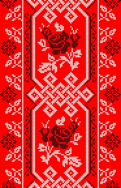 Векторная иллюстрация украинского орнамента в этническом стиле вышивки вышиванки