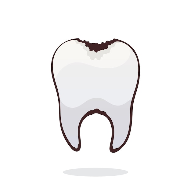 Vector illustration. Unhealthy human tooth with caries.
