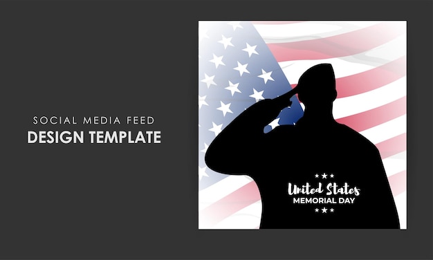 Vector illustration of US Memorial Day social media story feed mockup template