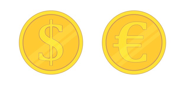 Vettore illustrazione vettoriale icona di moneta in dollari e euro