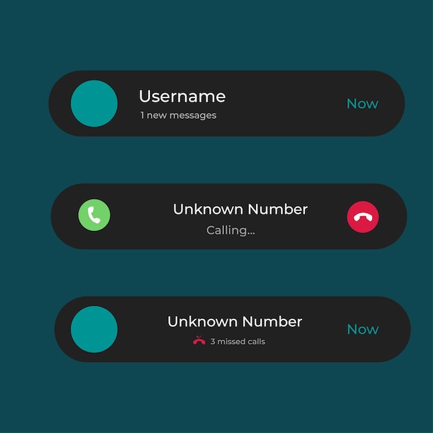 Vector illustration various type of call notification