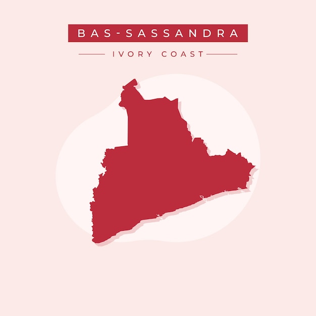 Vector illustration vector of BasSassandra map Ivory Coast