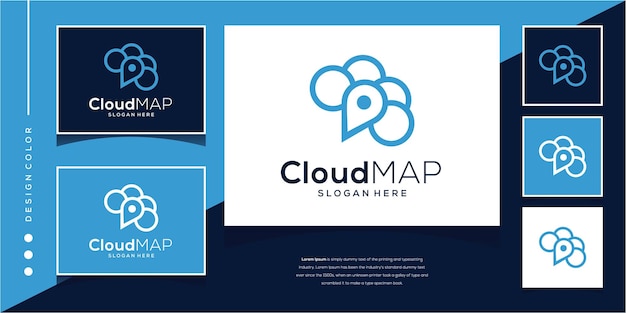 Vector vector illustration vector graphic of cloud map dual meaning logo template