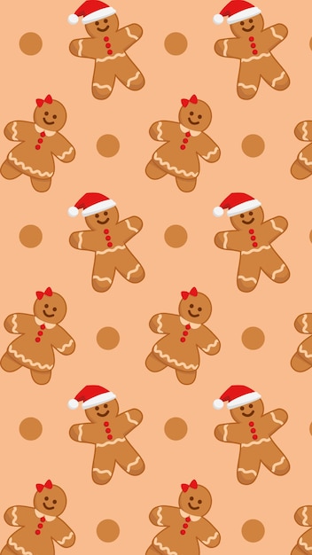 Vector illustration vector seamless christmas pattern with gingerbread men gingerbread boy ginger