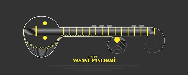 Veena 악기의 벡터 일러스트 레이 션. Vasant 또는 Basant Panchami 또는 Saraswat Puja