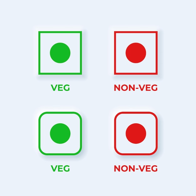 Illustrazione vettoriale per icona veg e non veg in stile neumorfismo