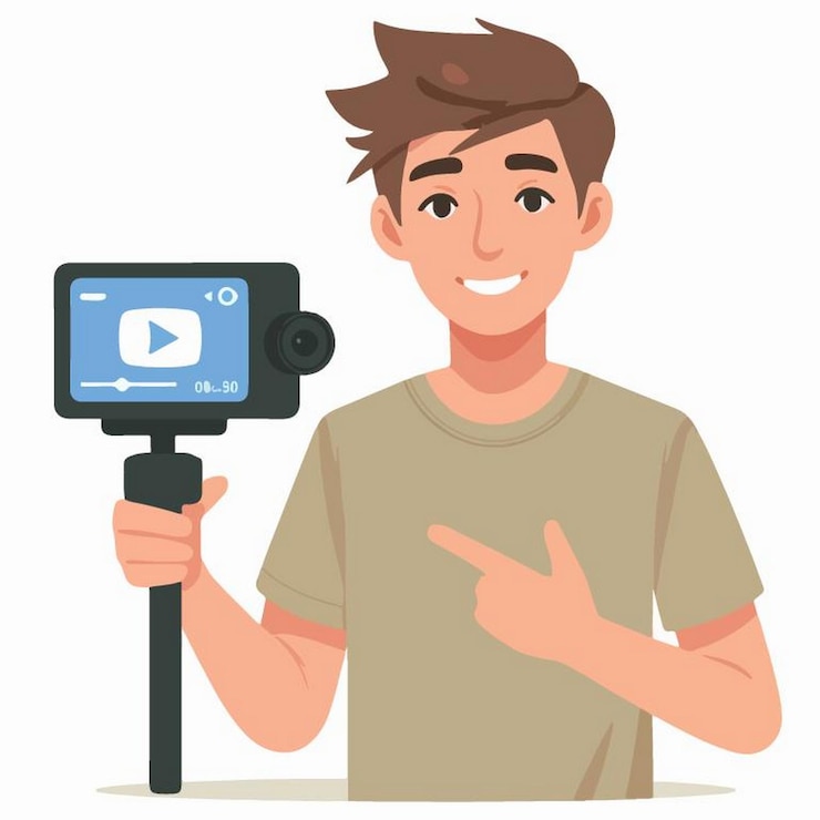 वेक्टर vector illustration of videographer in flat design style