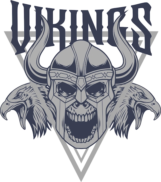 Vector illustration of viking warrior with vintage style drawing