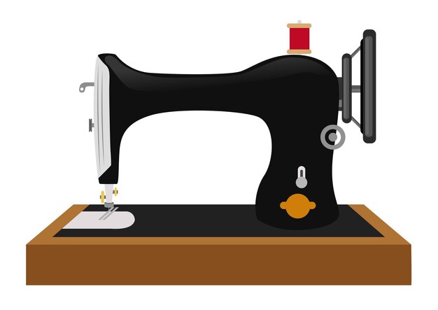 Vector illustration of Vintage black color Sewing machine