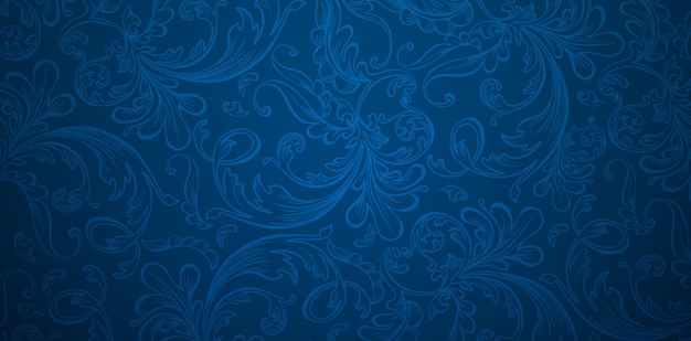 Vector illustration vintages ornamental seamless floral pattern on a blue background