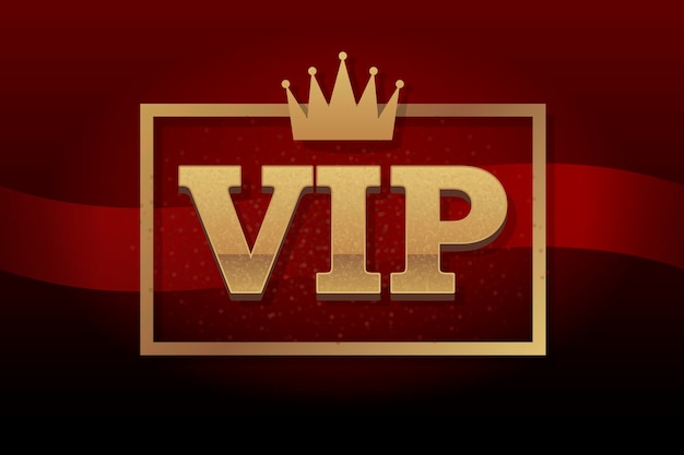 벡터 일러스트 레이 션 현대 연설 거품에 왕관과 함께 검은 배경에 VIP 클럽 레이블. 독점의 황금 상징, 반짝이가 있는 레이블 VIP.