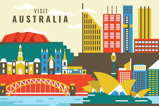 Vector vector illustration of visit australia