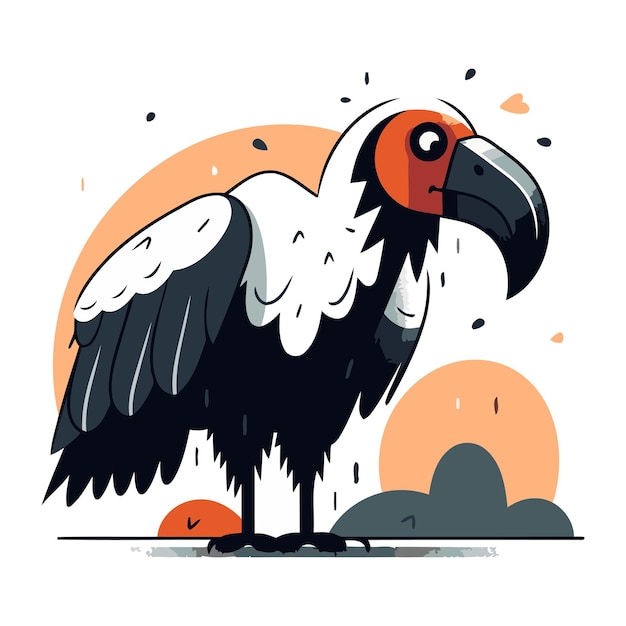 Vector vector illustration of a vulture on a white background cartoon style