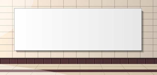 Векторная иллюстрация стены с большим белым баннером с местом для текста