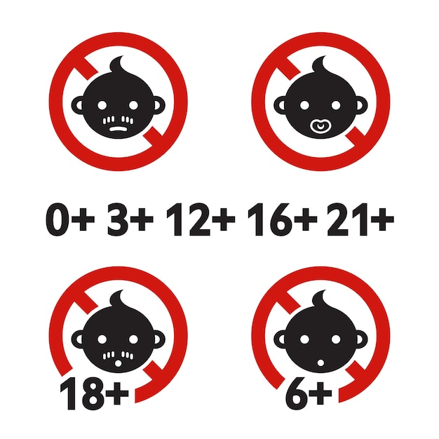 Premium Vector Vector illustration Warning sign age limit Adult only