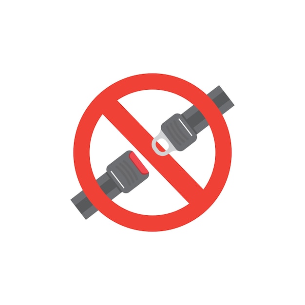 Vector illustration warning that it is prohibited to remove or open the seat belt