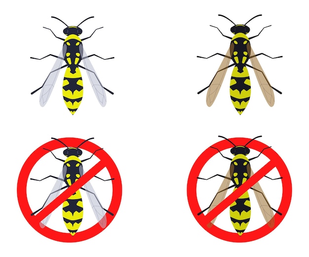 ベクトルイラストハチワスプと禁止のサイン