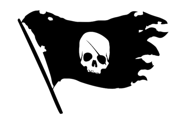 Vector illustration of waving pirate flag