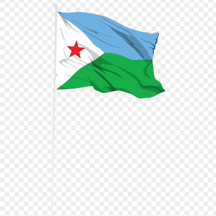 वेक्टर vector illustration of wavy djibouti flag on transparent background