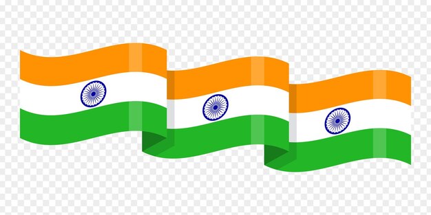 Vector vector illustration of wavy india flag on transparent background