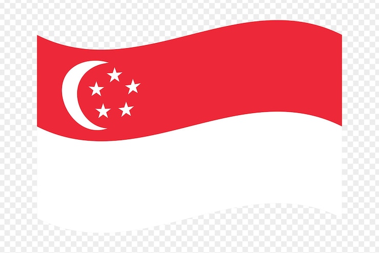 Vector 透明な背景の波状のシンガポール国旗のベクトルイラスト