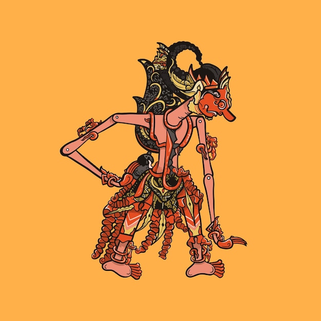 Vettore vettore illustrazione di wayang kulit (cultura indonesiana) 2