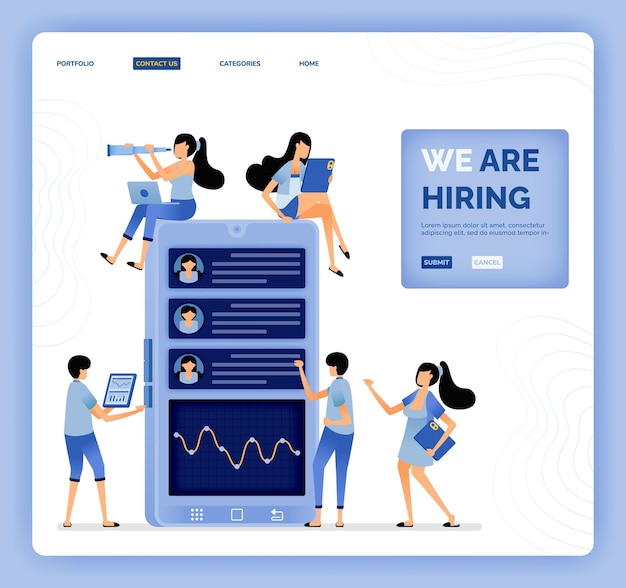 Vector illustration of we are hiring and recruiting