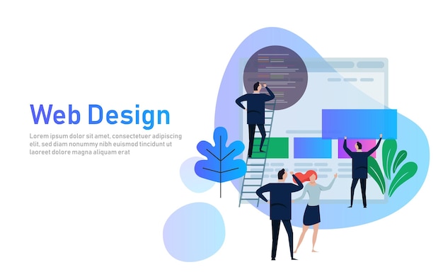 Векторная иллюстрация Веб-дизайн творческая совместная работа Люди строят бизнес-проект