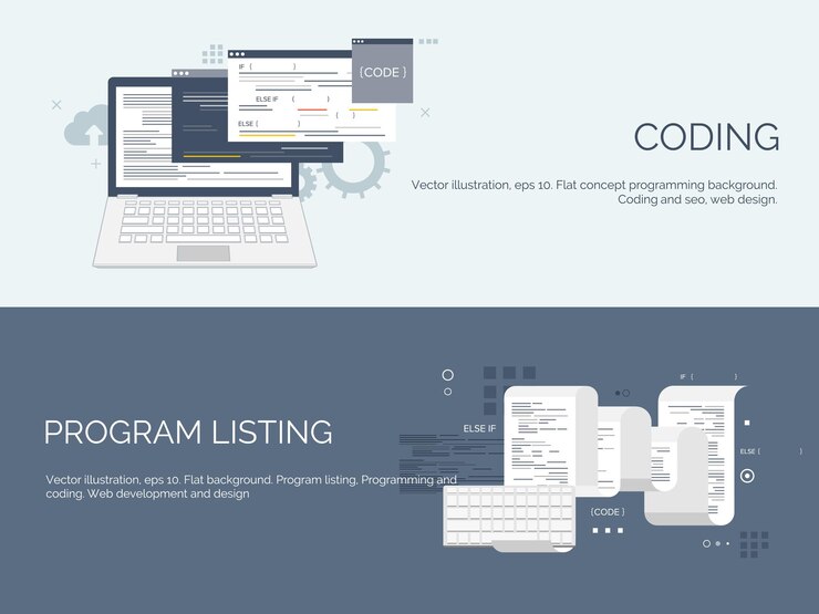 Vector vector illustration web search flat computing background programming coding development search