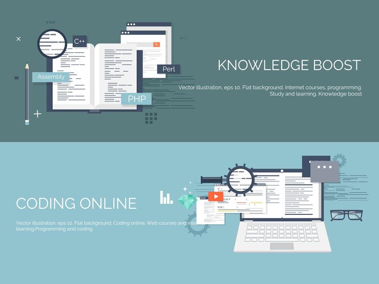 Vector vector illustration web search flat computing background programming coding development search