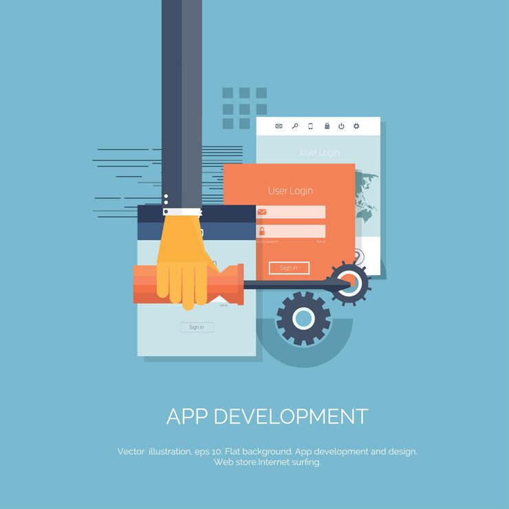 Vector 터 일러스트레이션 웹 검색 플래트 컴퓨팅 배경 프로그래밍 코딩 개발 검색