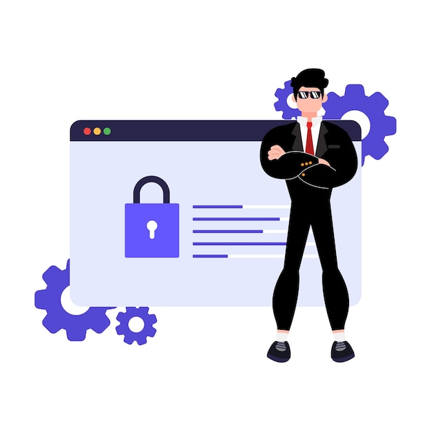 Vector illustration of a web security on a white background